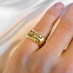 18 Krt. Gouden fantasie ring (gouden ring, geelgoud), Sieraden, Tassen en Uiterlijk, Ringen, Gebruikt, Overige kleuren, Ophalen of Verzenden