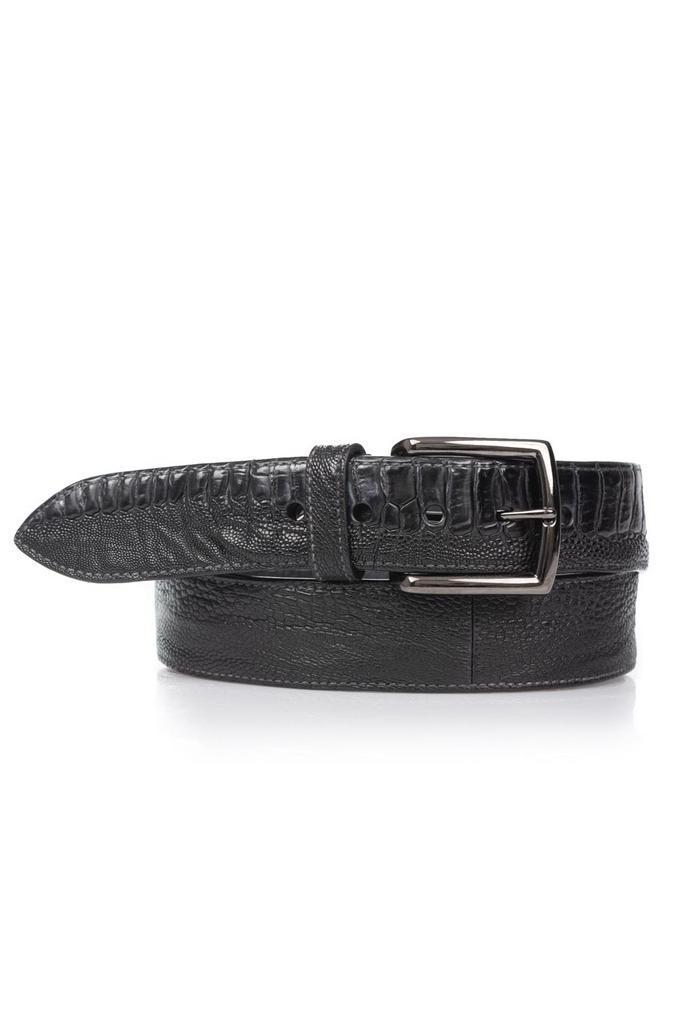 Struisvogel leren riem Carbon Black NIEUW SPECIAL, Kleding | Heren, Riemen en Ceinturen, Echt leder, Zwart, Nieuw, Riem of Ceintuur