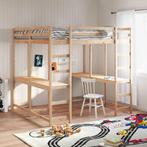 vidaXL Hoogslaper met bureau en ladder massief grenenhout, Huis en Inrichting, Eenpersoons, Bruin, Verzenden, Nieuw