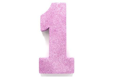 Lichtroze Tafeldecoratie Cijfer 1 Glitter 20,5cm, Hobby en Vrije tijd, Feestartikelen, Nieuw, Verzenden