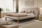 Meubella | Tweepersoonsbed 160x200 beige bouclé stof, Verzenden, 200 cm, Modern, 160 cm
