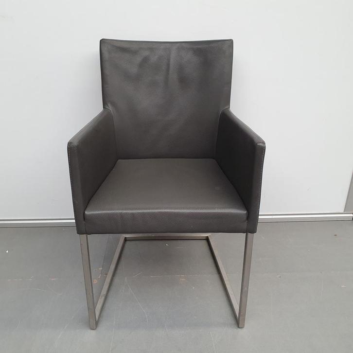Bert Plantagie zorgstoel / wachtkamerstoel - grijs leder, Huis en Inrichting, Stoelen, Ophalen of Verzenden