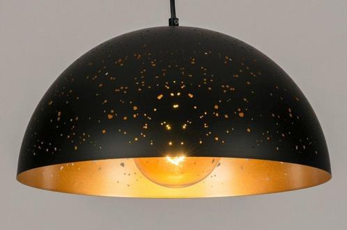 Rietveld Hanglampen - Zwart, Goud - Metaal, Huis en Inrichting, Lampen | Hanglampen, Verzenden