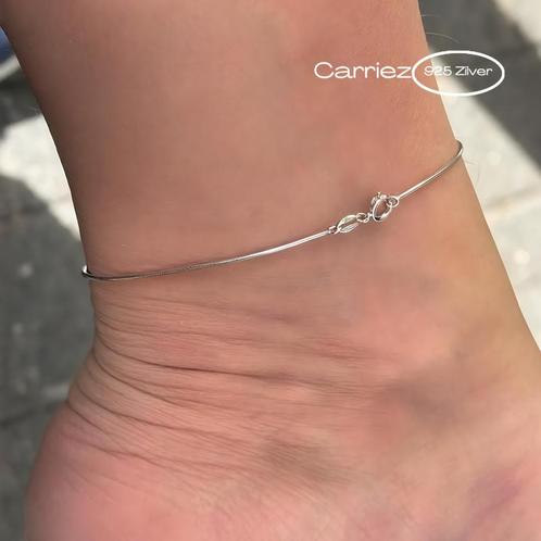 Zilveren rhodium slang enkelkettinkje, Sieraden, Tassen en Uiterlijk, Kettinghangers, Nieuw, Verzenden