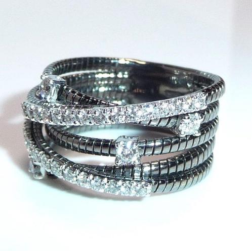 Ring 18K goud, zwart gemaakt - 0.80ct. tw. Diamant, Sieraden, Tassen en Uiterlijk, Ringen