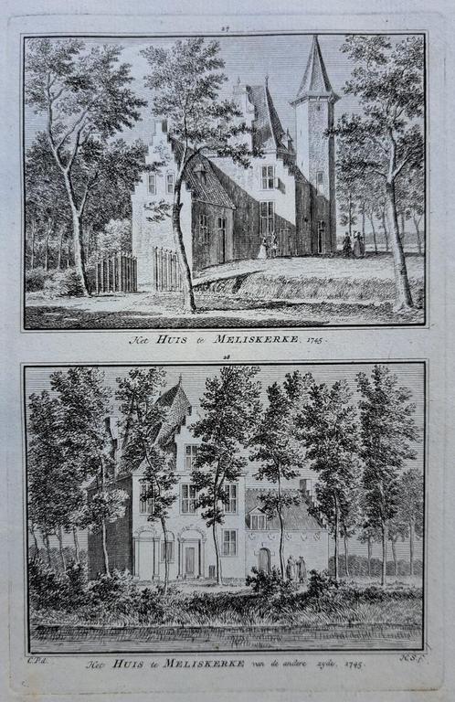 Het huis te Meliskerke, Antiek en Kunst, Kunst | Etsen en Gravures, Ophalen of Verzenden