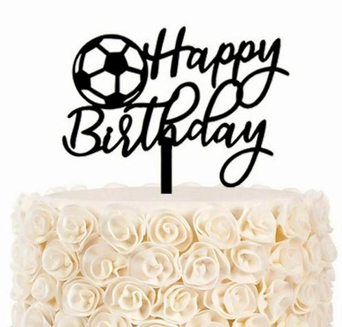 Taart topper Voetbal zwart, Hobby en Vrije tijd, Taarten en Cupcakes maken, Taarten of Cupcakes, Versiering, Nieuw, Verzenden