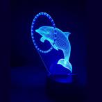 3D LED LAMP -  DOLFIJN IN RING, Nieuw