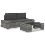vidaXL 3-delige Loungeset poly rattan grijs, Verzenden, Nieuw, Rotan, Loungeset