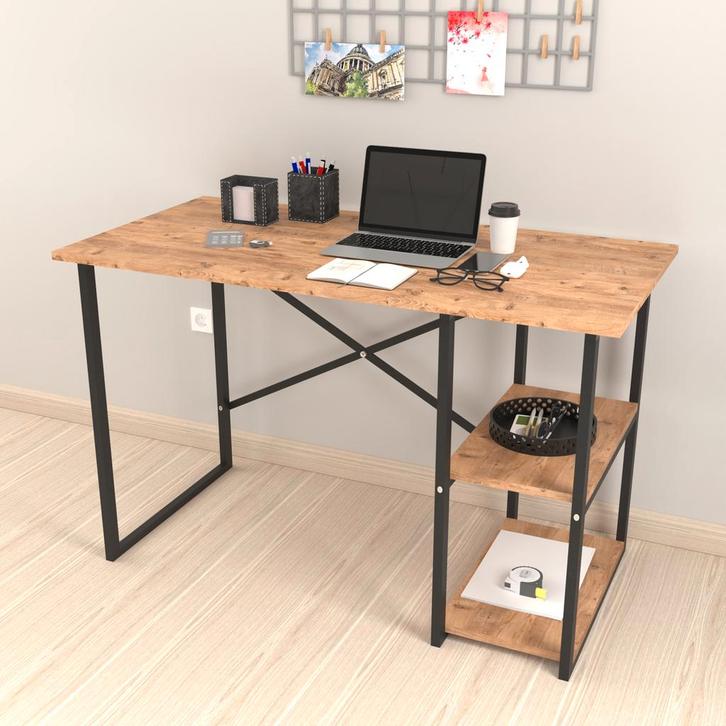 [en.casa] Bureau Nittedal laptoptafel 75x120x60 cm zwart en, Huis en Inrichting, Bureaus, Verzenden