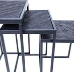 2dekans | Bergen Bijzettafelset van 3 Tafels - Visgraat, Huis en Inrichting, Tafels | Salontafels, Ophalen of Verzenden, Zo goed als nieuw