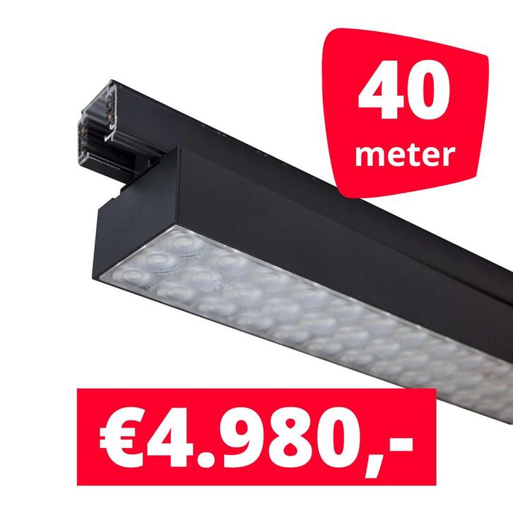 *TIP* LED Railverlichting Labarra Zwart 20 spots + 40M rails, Zakelijke goederen, Kantoor en Winkelinrichting | Winkel en Inventaris