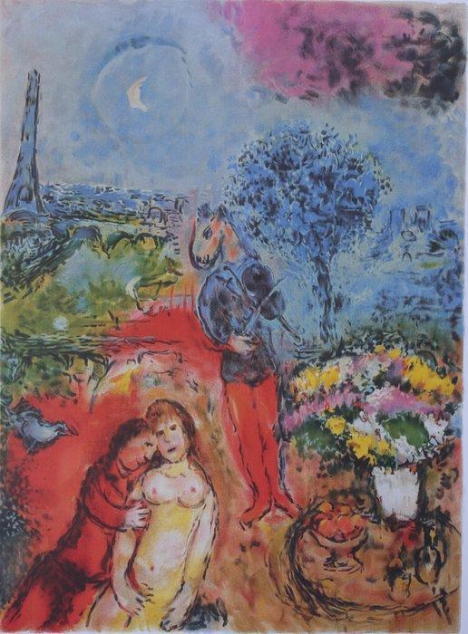 Marc Chagall (1887-1985) - Les amoureux de la Tour Eiffel, Antiek en Kunst, Antiek | Overige Antiek