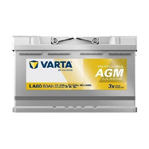Varta LA80 AGM accu 12 volt 80 ah Dual Purpose, Caravans en Kamperen, Camper-accessoires, Nieuw, Ophalen of Verzenden