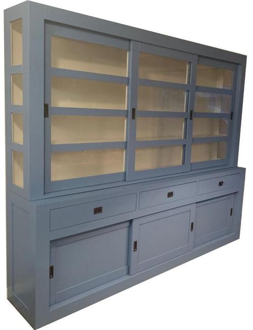 Buffetkast oud blauw – wit Hasselt 280cm, Huis en Inrichting, Kasten | Buffetkasten, Ophalen of Verzenden