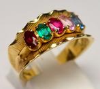 Ring - 14 karaat Geel goud, Granaat, Toermalijn, Robijn,, Nieuw