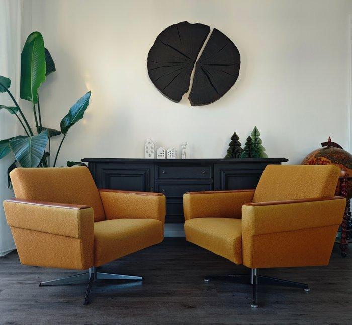 Fauteuil - Katoen, Hout, Metaal - Twee mid-century stoelduo, Antiek en Kunst, Kunst | Designobjecten