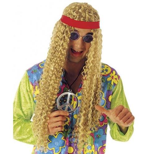 Golvende pruik hippie - Hippie pruiken, Hobby en Vrije tijd, Feestartikelen, Verzenden