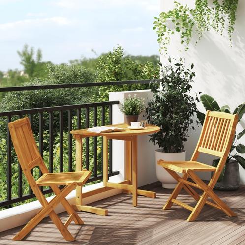 vidaXL 3-delige Tuinset inklapbaar massief acaciahout, Tuin en Terras, Tuinsets en Loungesets, Tuinset, Nieuw, 3 zitplaatsen, Hardhout