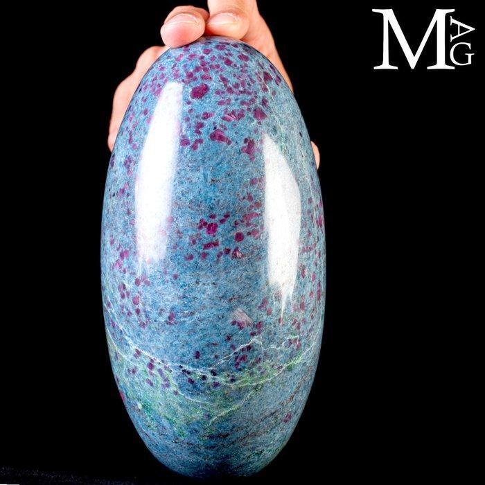 Heilig Shiva Lingam in robijn in Kyanite-matrix - Hoogte:, Verzamelen, Mineralen en Fossielen