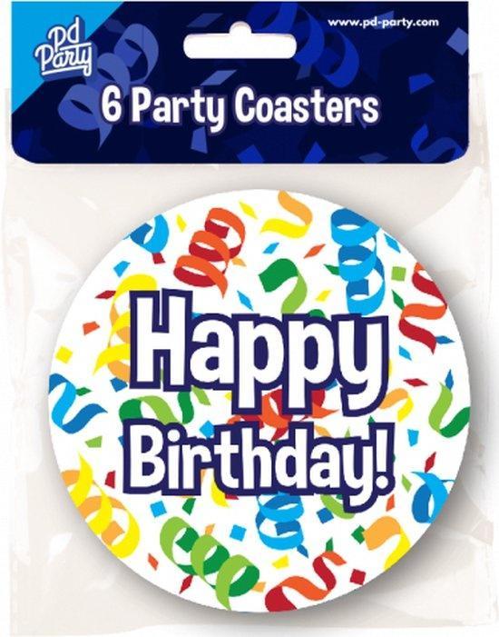 Bierviltjes - Happy Birthday - 6 stuks, Hobby en Vrije tijd, Feestartikelen, Ophalen of Verzenden