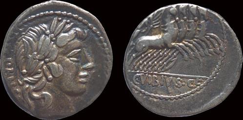 90bc Roman C Vibius C f Pansa Ar denarius zilver, Postzegels en Munten, Munten | Europa | Niet-Euromunten, Verzenden