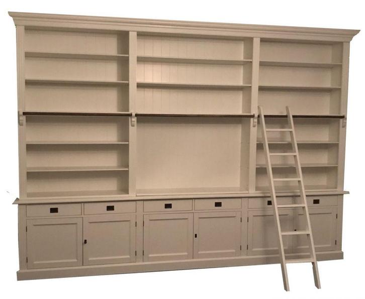 Boekenkast wit met trap Reeuwijk XXL 370 x 260cm, Huis en Inrichting, Kasten | Boekenkasten, Ophalen of Verzenden