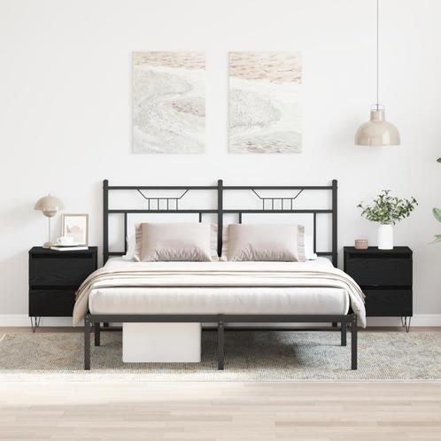vidaXL Nachtkastjes 2 st 40x35x50 cm bewerkt hout zwart, Huis en Inrichting, Slaapkamer | Nachtkastjes, Nieuw, Minder dan 45 cm