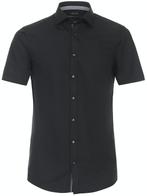 Venti Korte Mouw Hyperflex Overhemd Zwart Stretch Body Fit, Verzenden, Nieuw, Zwart