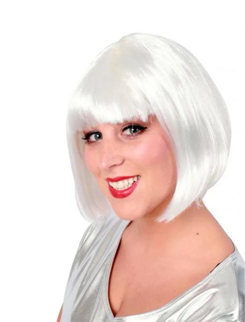 Pruik Wit Kort Rechte Pony Witte Wig Nephaar Korte Bob Engel, Kleding | Dames, Carnavalskleding en Feestkleding, Nieuw, Carnaval