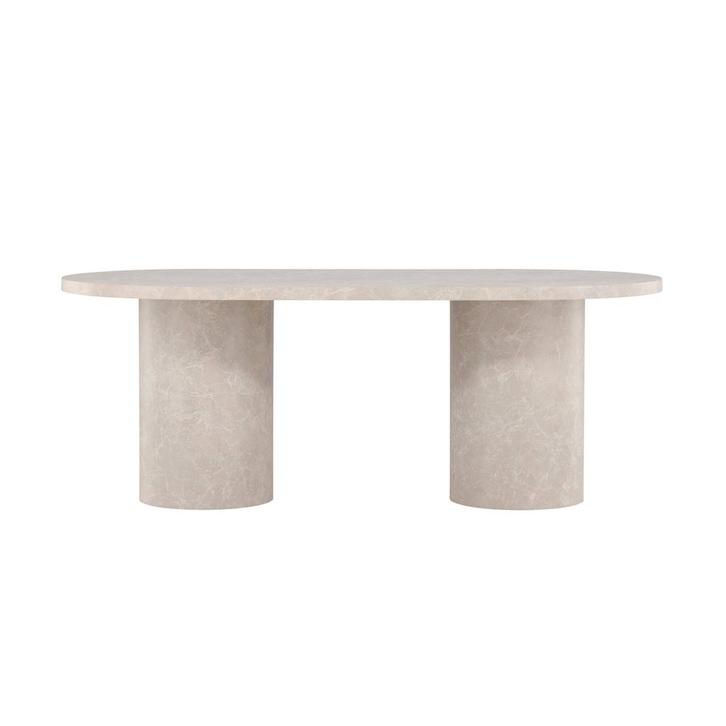 *WOONWINKEL* Ovale Eettafel Met Dikke Beige Poten, Huis en Inrichting, Tafels | Eettafels, Nieuw, Verzenden