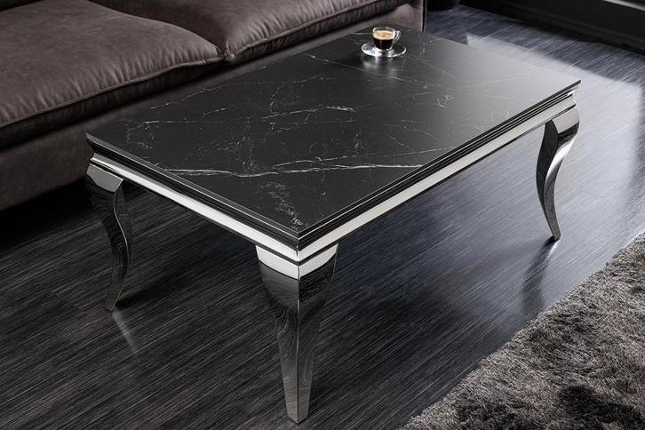 Design salontafel MODERN BAROK 100 cm zwart antraciet chroom, Huis en Inrichting, Tafels | Salontafels, Ophalen of Verzenden