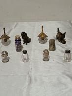 Zout- en pepervaatjes (10) - 925 zilver, brons, gehard glas,, Antiek en Kunst