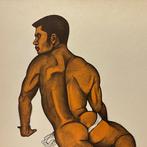 Een gespierde man die kruipt - Lithografie Mishima G gash, Antiek en Kunst, Antiek | Overige Antiek