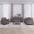vidaXL 3-delige Loungeset met kussens kunstleer grijs, Huis en Inrichting, Banken | Bankstellen, Verzenden, 150 tot 200 cm, Nieuw