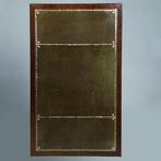 Engelse mahonie schrijftafel met groen  leer en twee laden c, Antiek en Kunst, Antiek | Meubels | Tafels, Ophalen of Verzenden