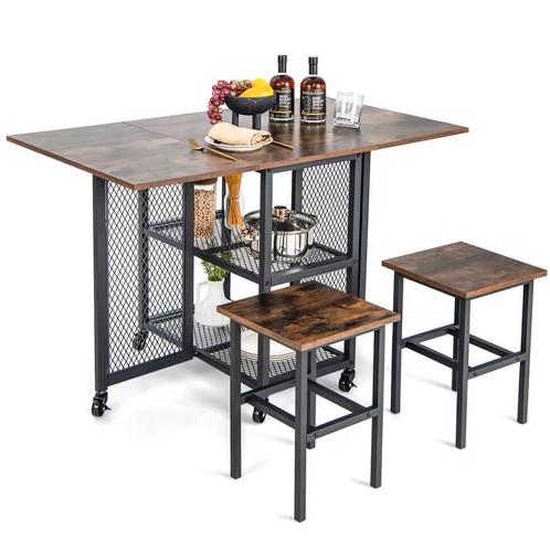 3-delige Bartafel Set Industrieel met 2 Krukken - Nieuw, Huis en Inrichting, Tafels | Eettafels, 50 tot 100 cm, 100 tot 150 cm