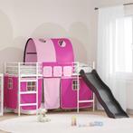 vidaXL Loftbed voor Kids Wit en Roze 75 x 190 cm Metaal, Huis en Inrichting, Slaapkamer | Bedden, Verzenden, Nieuw, Wit, Metaal