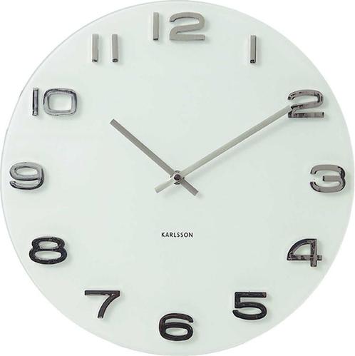 Wandklok Vintage - Wit rond glas - Ø35cm, Huis en Inrichting, Woonaccessoires | Overige, Nieuw, Ophalen of Verzenden
