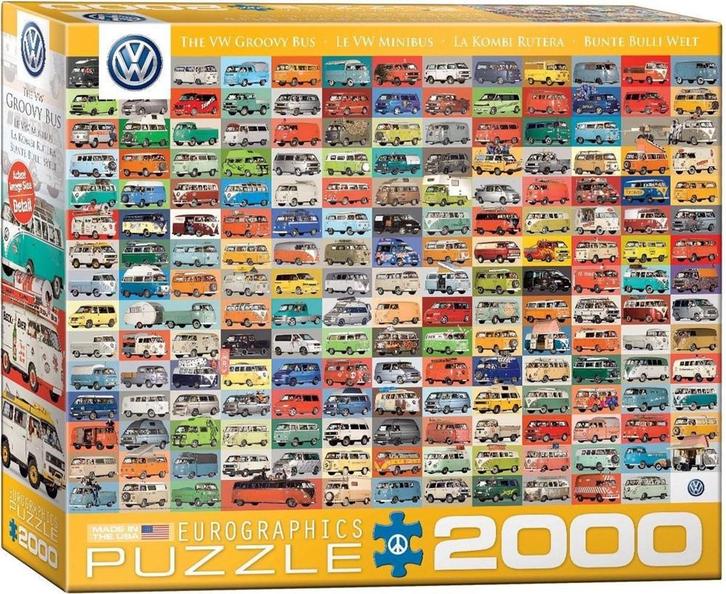 The VW Groovy Bus Puzzel (2000 stukjes) | Eurographics -, Hobby en Vrije tijd, Denksport en Puzzels, Nieuw, Verzenden