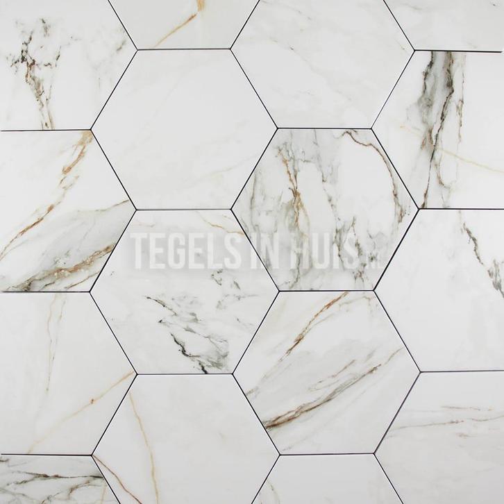 Vloertegel / wandtegel hexagon marmer calacatta goud 20x24, Doe-het-zelf en Verbouw, Tegels, Vloertegels, Nieuw, 10 m² of meer