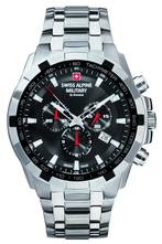 Swiss Alpine Military 7043.9237 horloge saffierglas, Overige merken, Staal, Staal, Verzenden