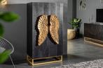 Extravagant dressoir ANGEL 140cm zwart mangohout met gouden, Ophalen of Verzenden, Nieuw