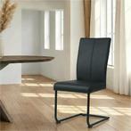 Leren eetkamerstoel Dry - Toledo Nero (zwart) - Sledepoot, Ophalen of Verzenden, Nieuw, Leer, Modern