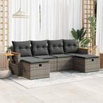 vidaXL 6-delige Loungeset met kussens poly rattan grijs, Verzenden, Nieuw, Rotan, Loungeset