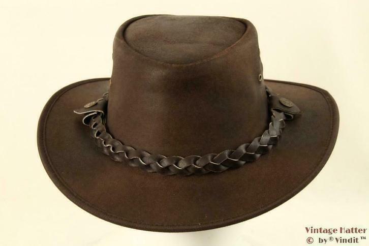 Western hoed Hawkins bruin geruwd leer 57, 58, 59, 60 Nieuw, Kleding | Heren, Hoeden en Petten, Hoed, Nieuw, Ophalen of Verzenden