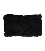Haarband Twist Fake Fur Gebreid Zwart, Nieuw