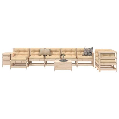 vidaXL 10-delige Loungeset massief grenenhout, Tuin en Terras, Tuinsets en Loungesets, Loungeset, Nieuw, Verzenden