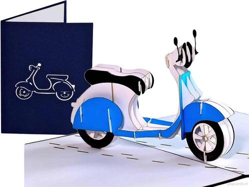 Vespa scooter pop-up 3D wenskaart, Diversen, Wenskaarten, Verzenden