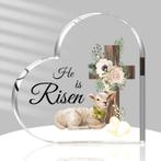 Hart van epoxy met kruis en lam he is risen 10*1 cm gift,, Hobby en Vrije tijd, Ophalen of Verzenden, Nieuw